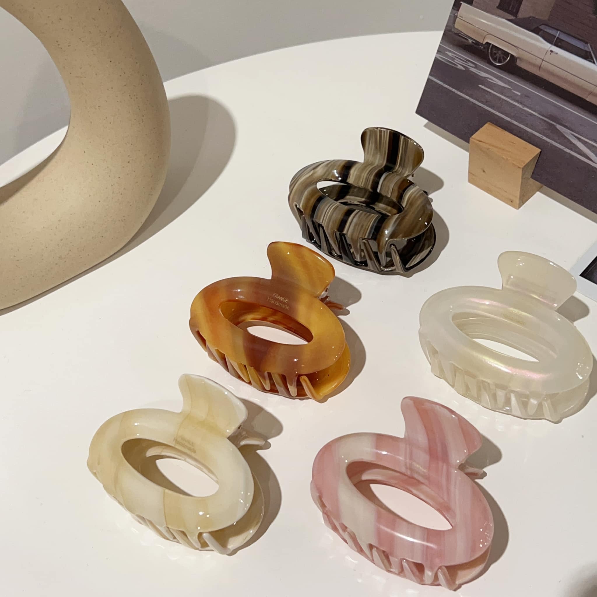 韓國法式橢圓漸變抓夾。六色