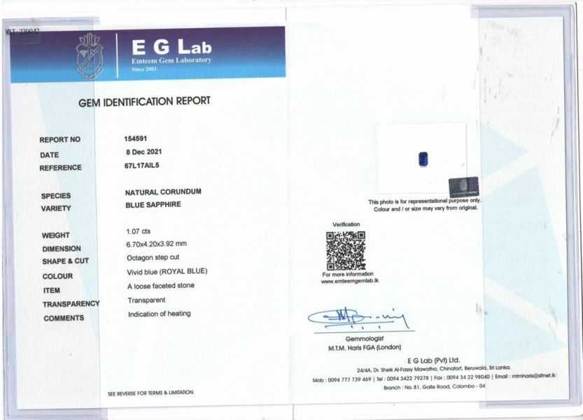 1.07ct有燒皇家藍