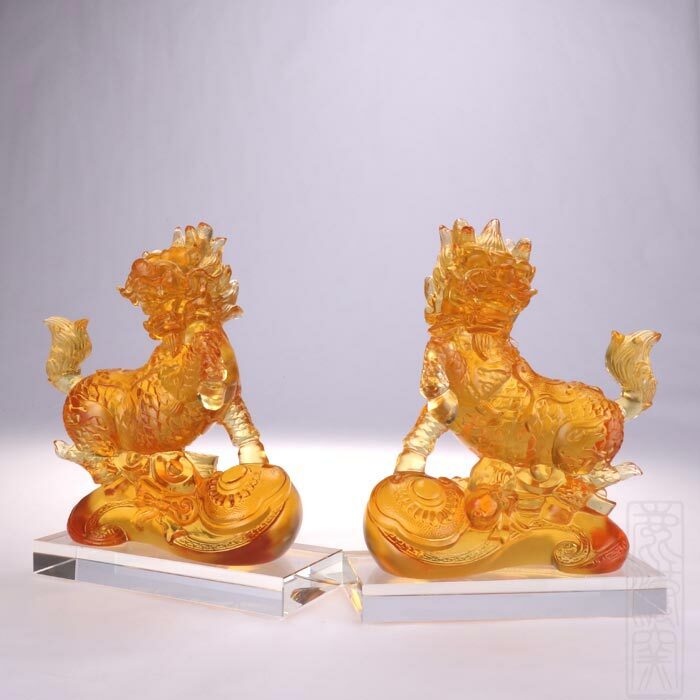 開運吉祥琉璃麒麟對｜辟邪鎮宅聚瑞氣 招福納祥護家運