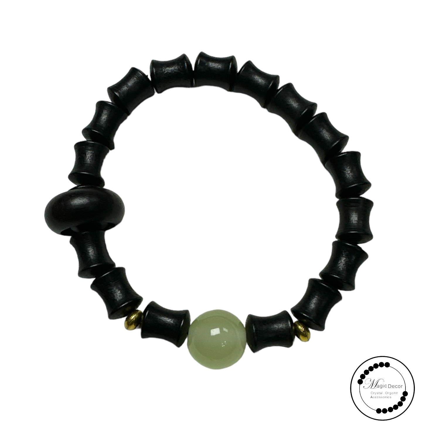 0930-b32 黑檀木竹節款夜明珠設計手串