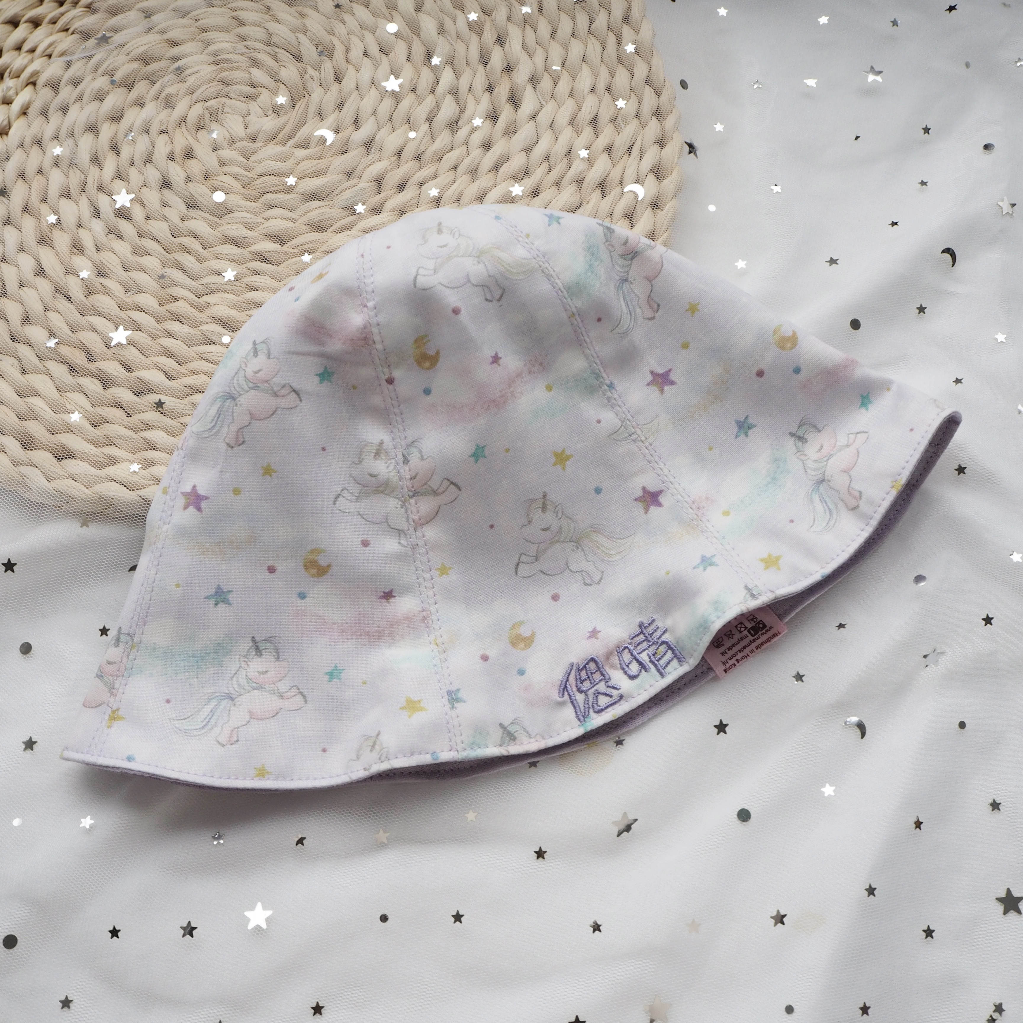 獨角獸圖案 純棉布嬰兒帽