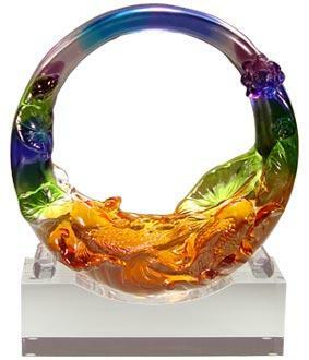 水晶琉璃圓滿擺飾｜含水晶座開運招財藝術品推薦