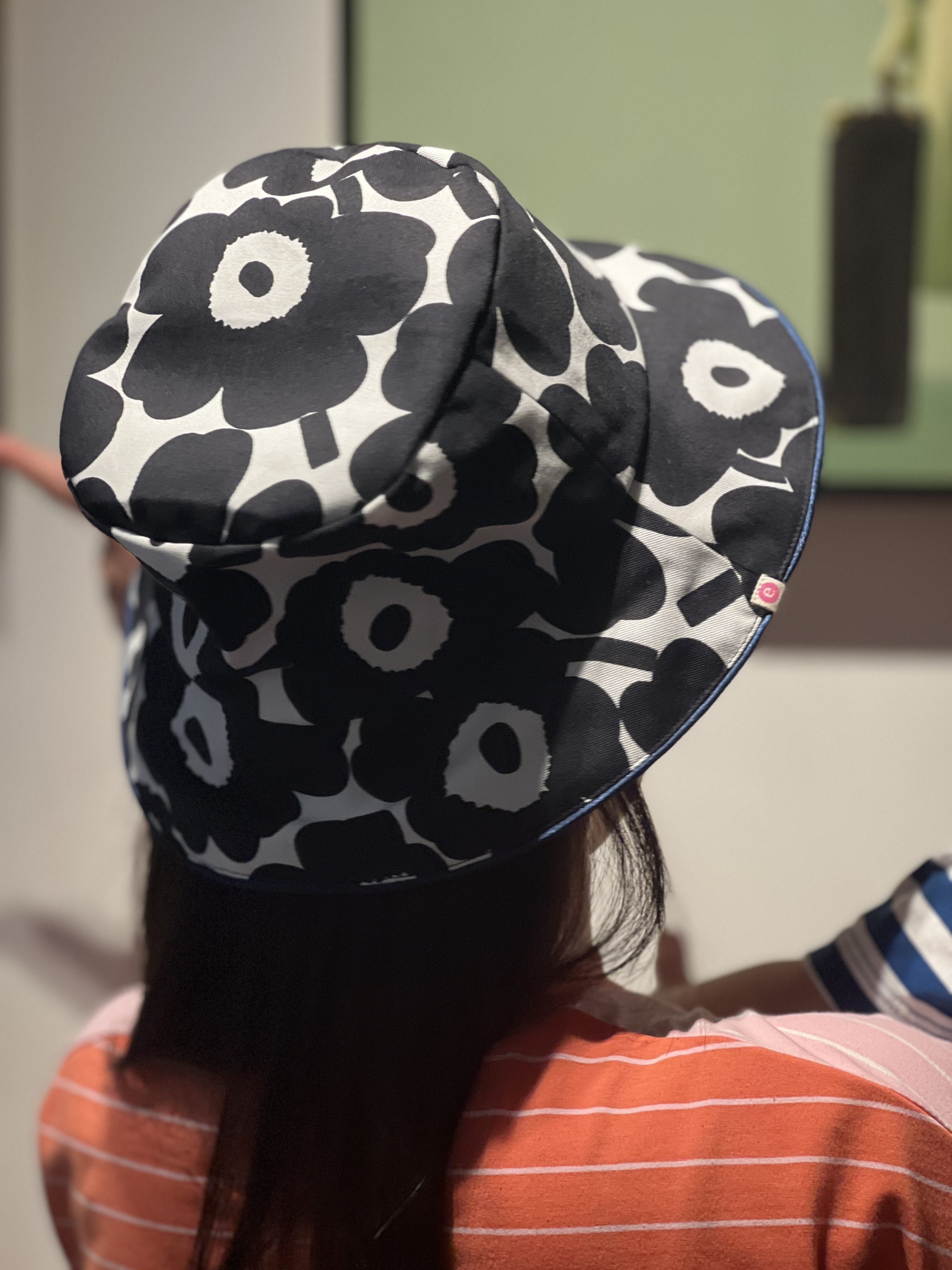 Bucket hat | Markmekko Fabric | 黑白色細花x blue  highlight