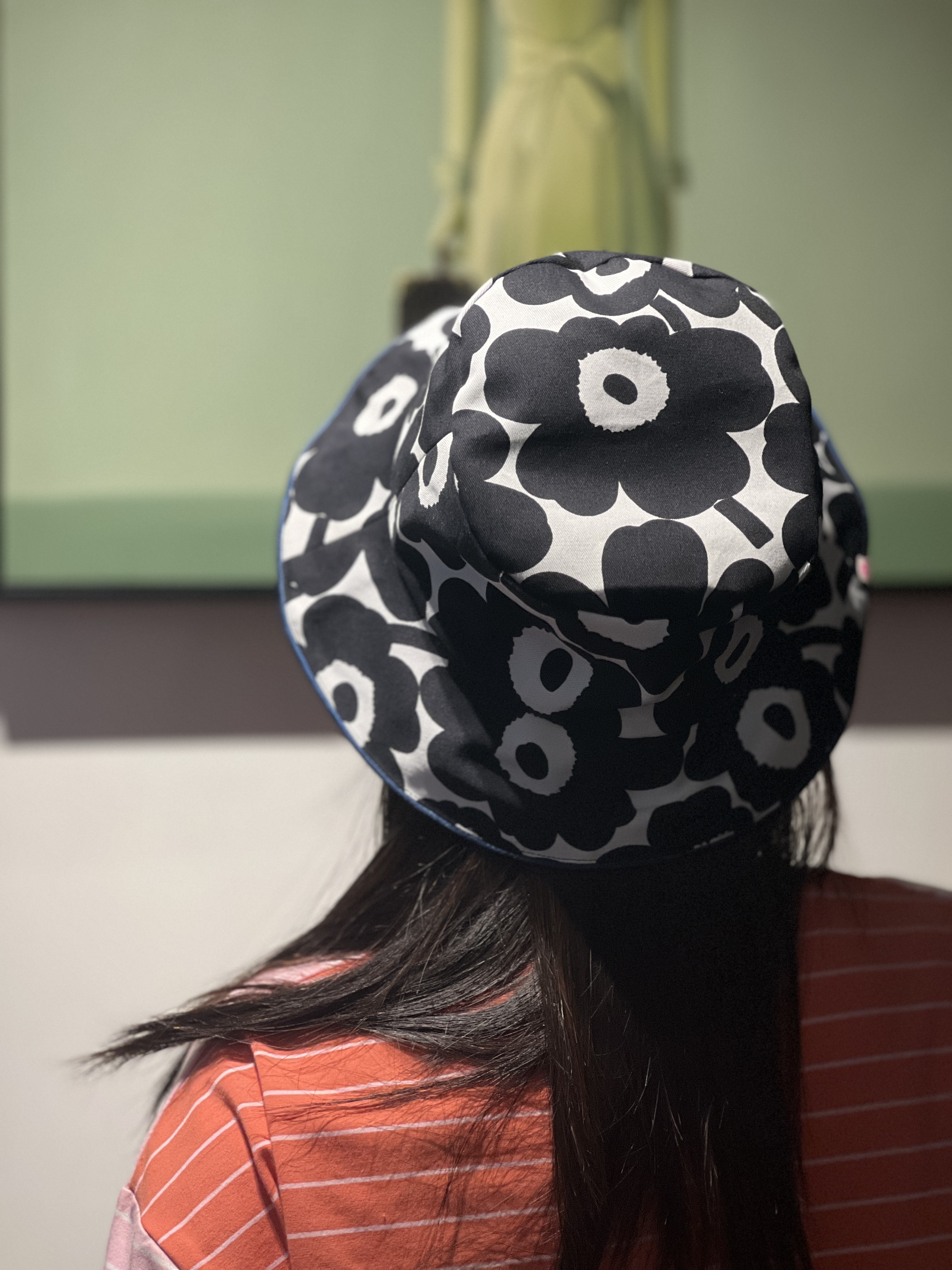 Bucket hat | Markmekko Fabric | 黑白色細花x blue  highlight
