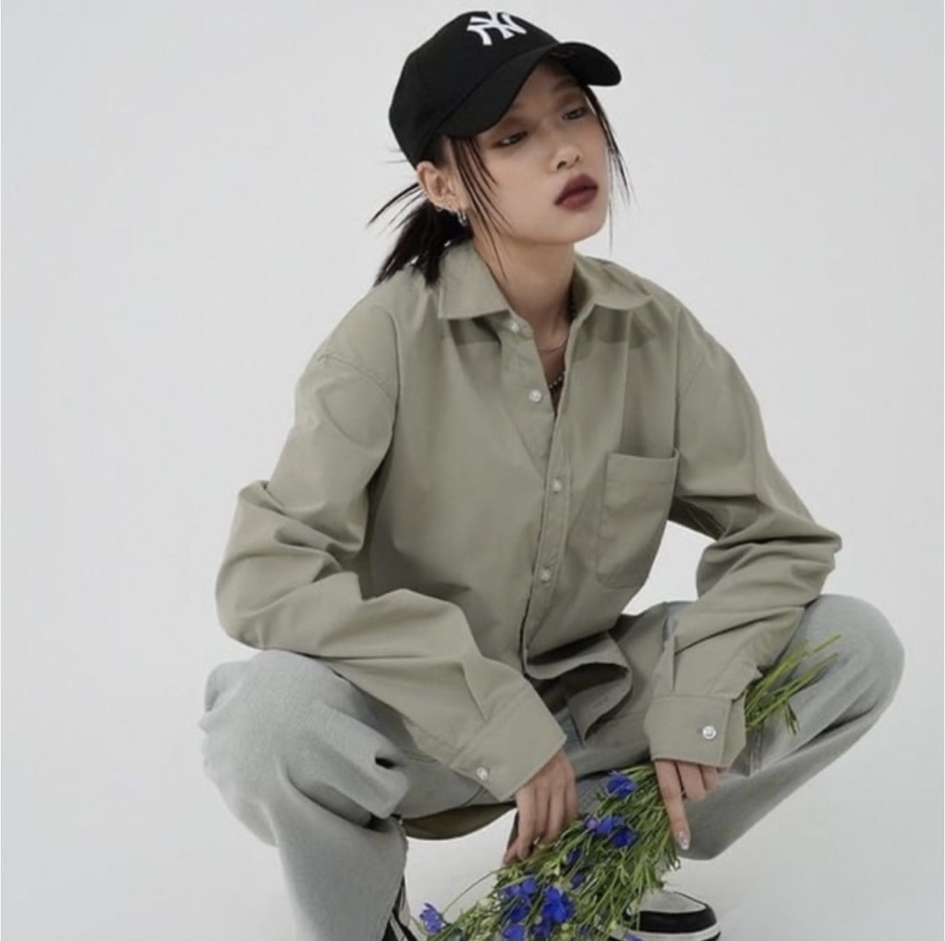 JIN UNIVERSAL 正韓 寬鬆 落肩 質感 滑面 襯衫 長袖襯衫