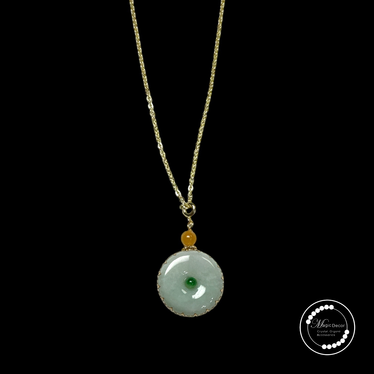 240414 - D34 A貨翡翠肚臍平安扣頸鏈