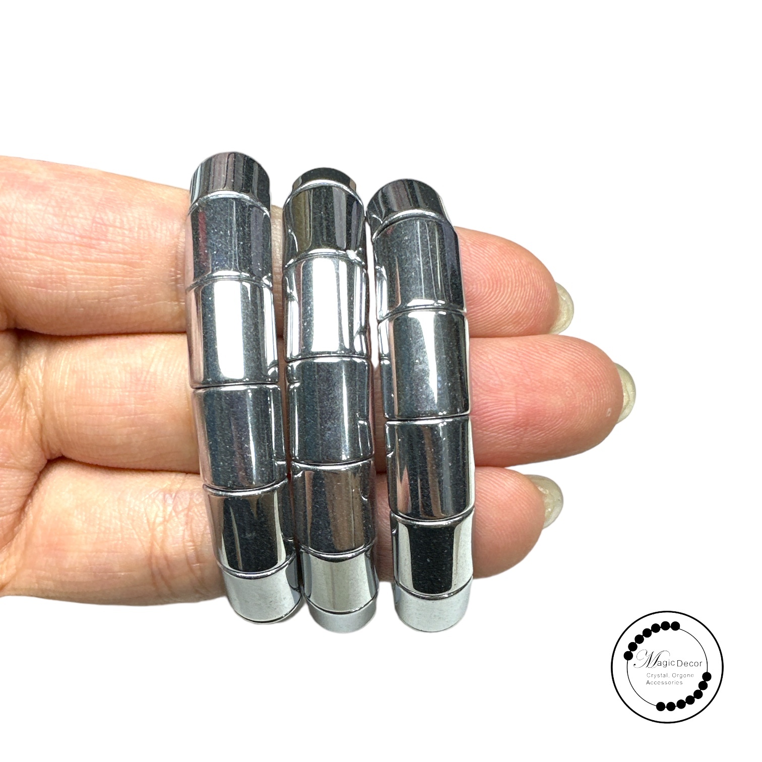 250209-E28 黑膽石手排鈪（銀色）