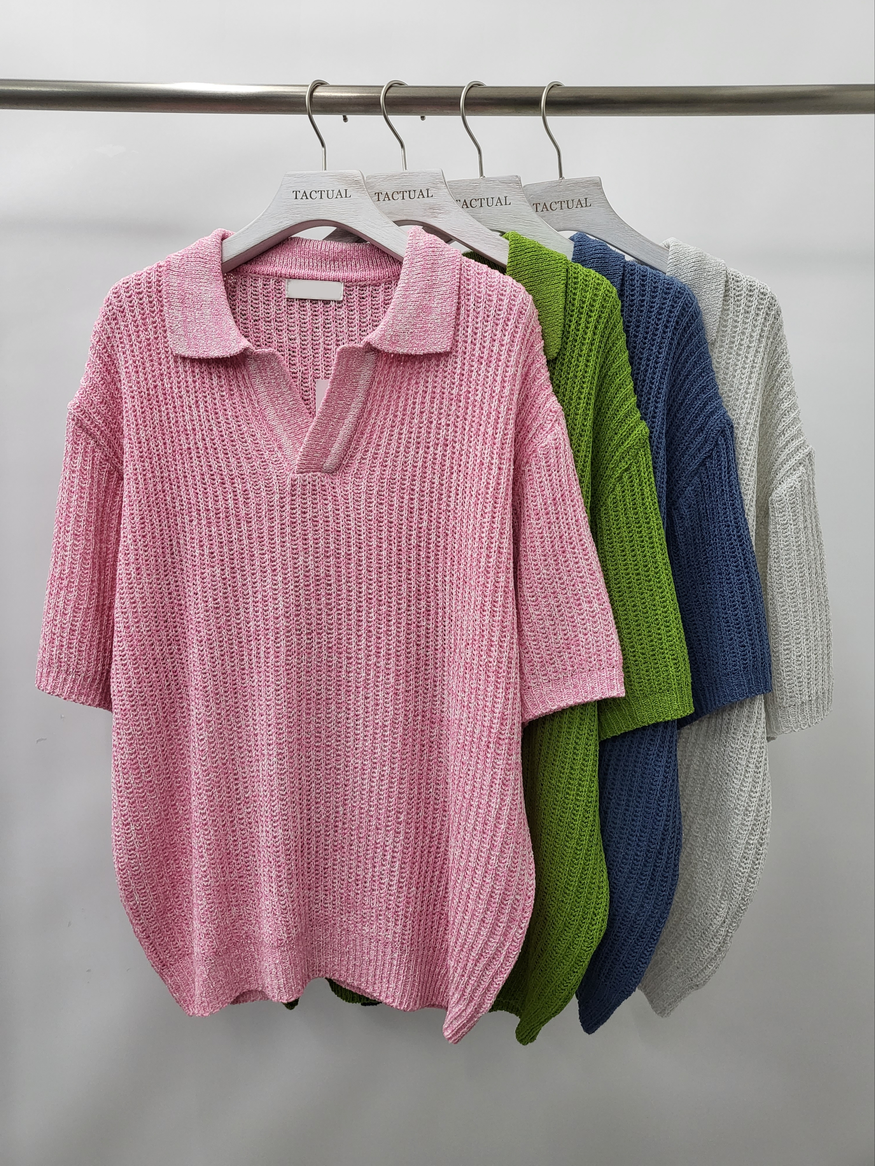 淨色恤衫領針織短袖Tee T5132