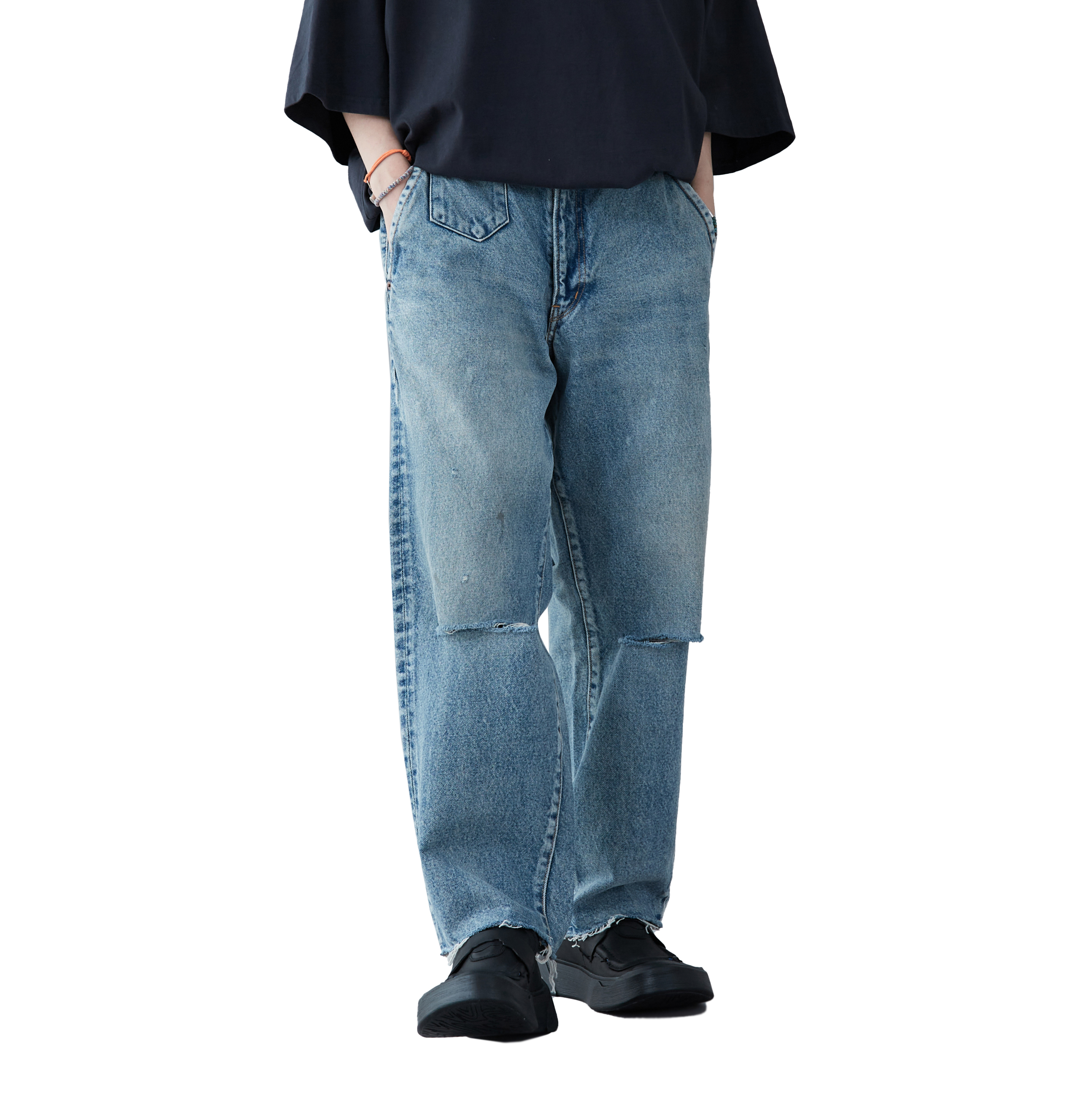 Ameri VINTAGE】DAMAGE HEM TAPERED PANTS