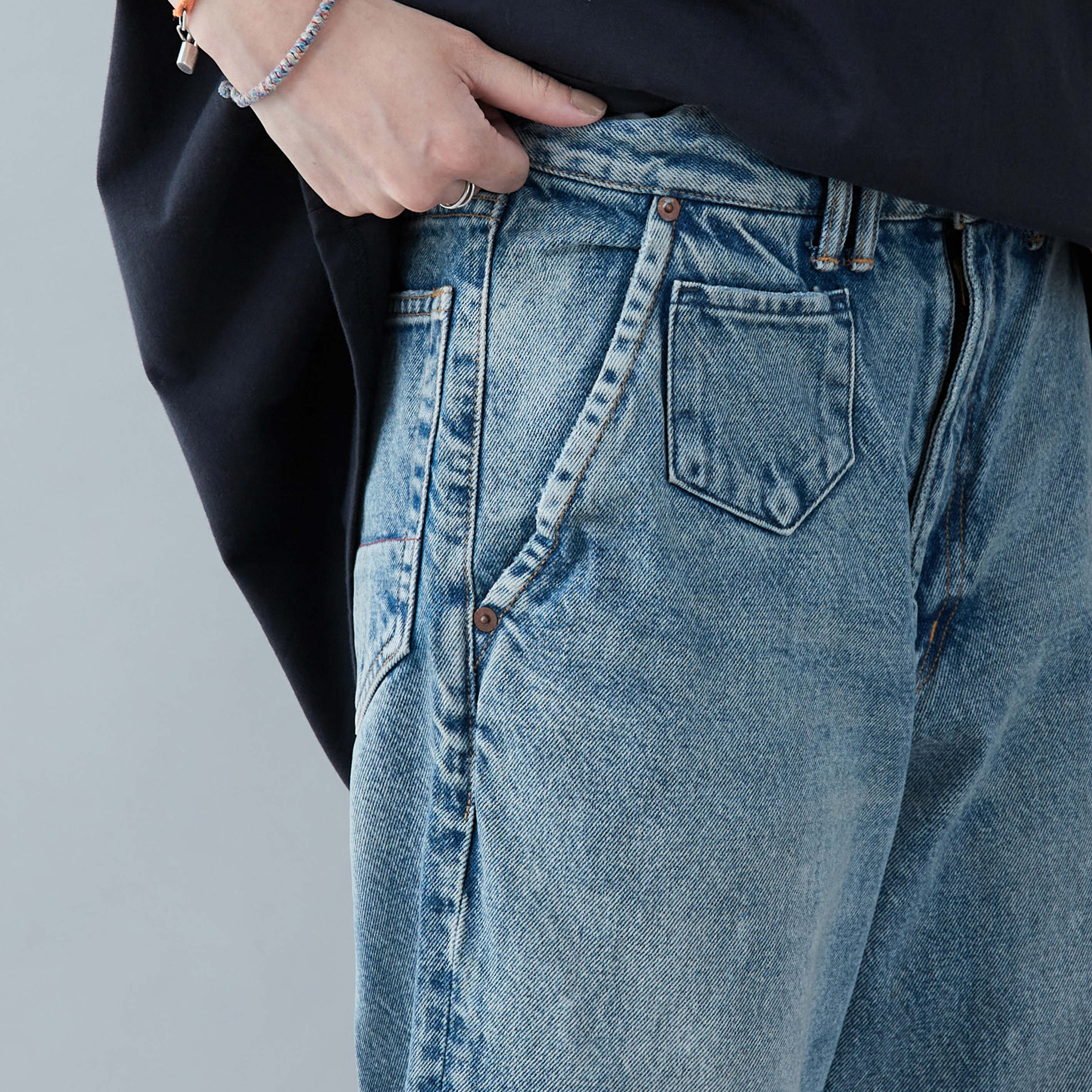 ANACHRONORM - Damaged 80'S Wide Tapered Jeans