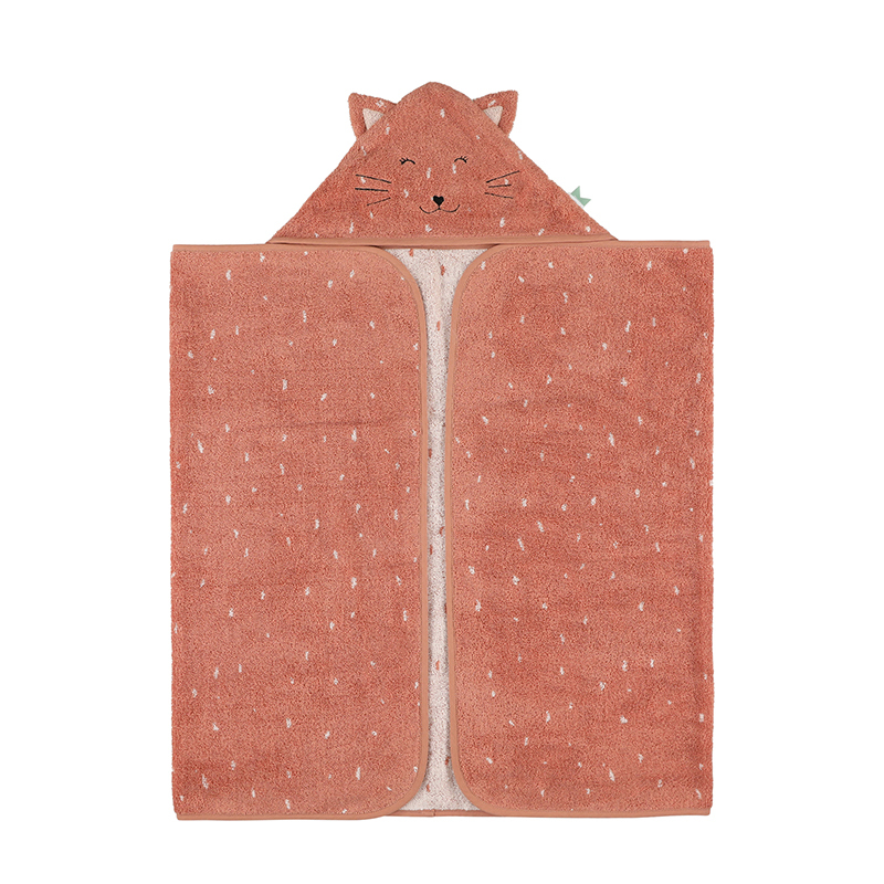 trixie 動物造型有機棉連帽浴巾-甜笑貓咪