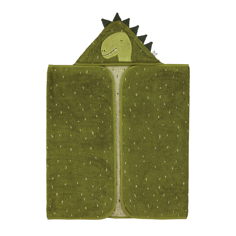 trixie 動物造型有機棉連帽浴巾-威力恐龍