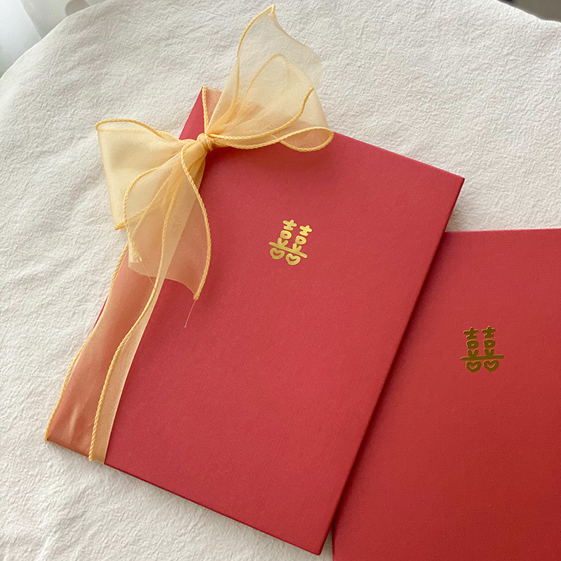 熱情真愛-燙金囍字貼婚禮誓詞本(一組兩入)