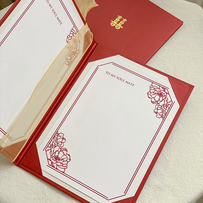 熱情真愛-燙金囍字貼婚禮誓詞本(一組兩入)