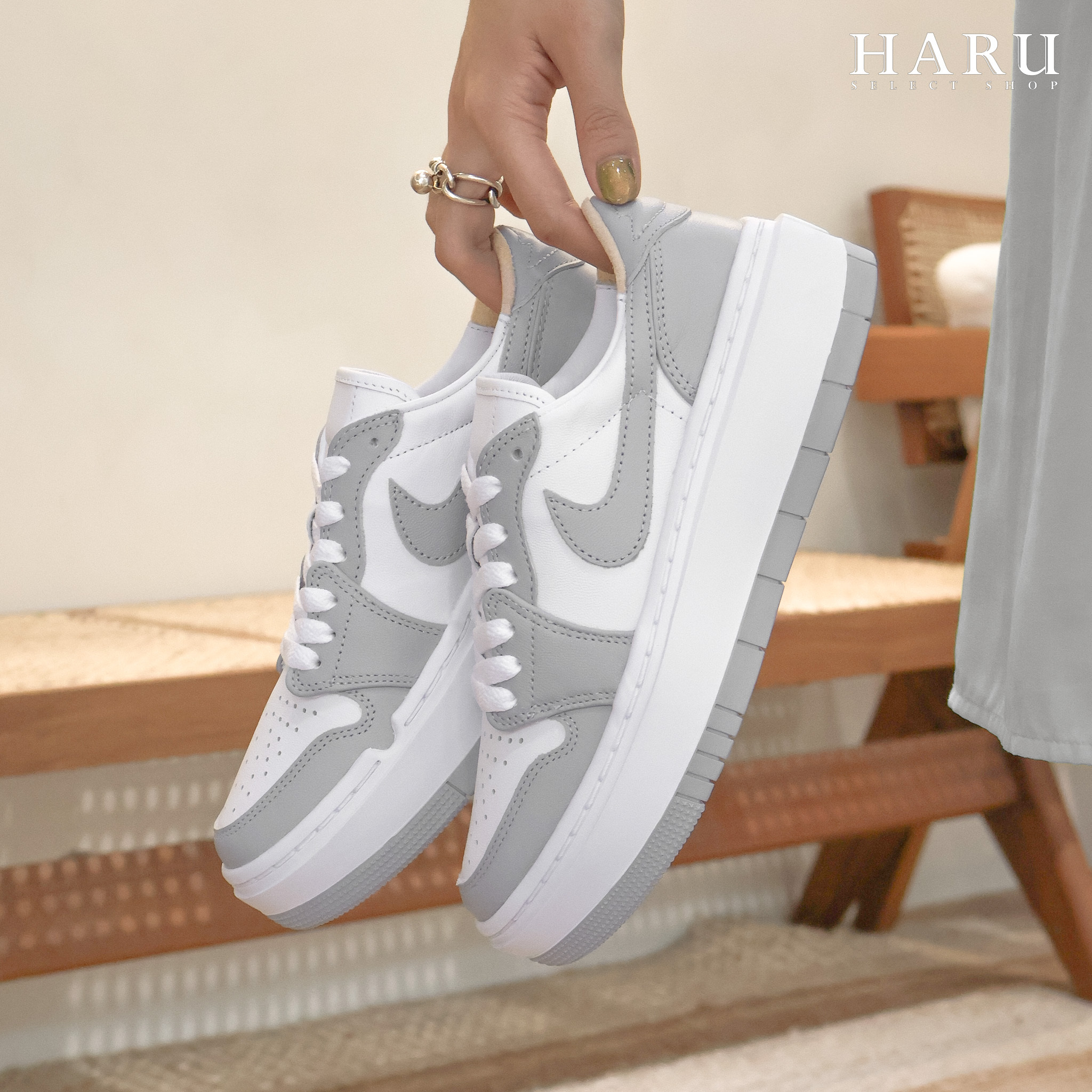 Nike AIR JORDAN 1 AJ1 灰白 白杏奶茶 奶白灰 厚底 增高 有男生尺寸 女生復古休閒鞋 DH7004-100-102-110