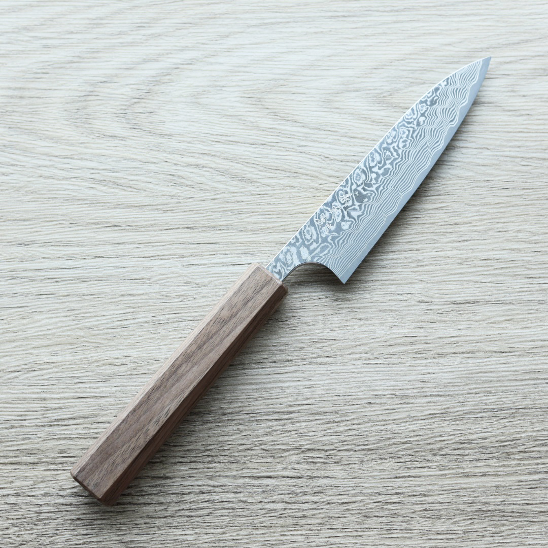 加藤義実 蔬果刀 120mm SG2粉末HSS鋼 黑染鎳大馬士革