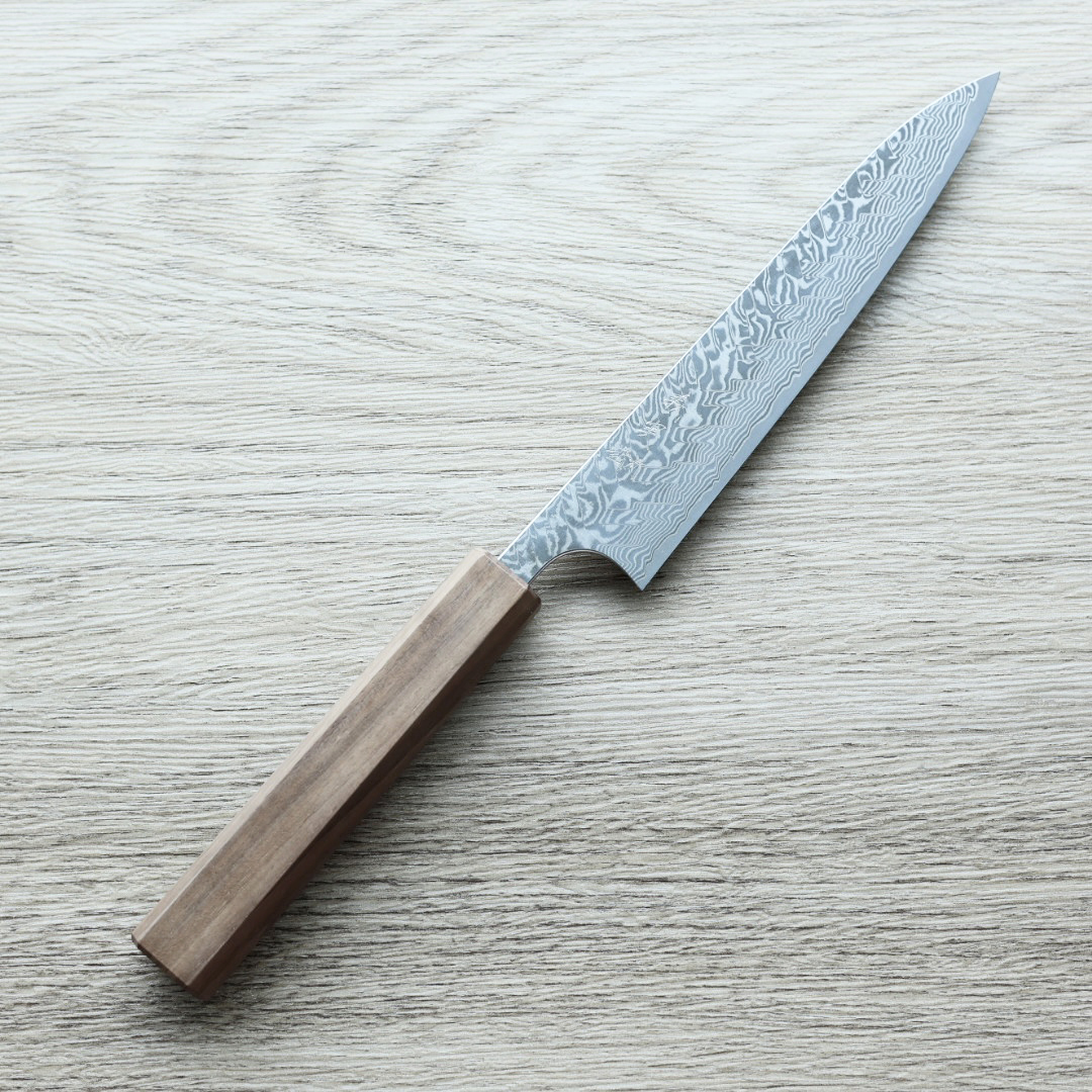 加藤義実 蔬果刀 150mm SG2粉末HSS鋼 黑染鎳大馬士革