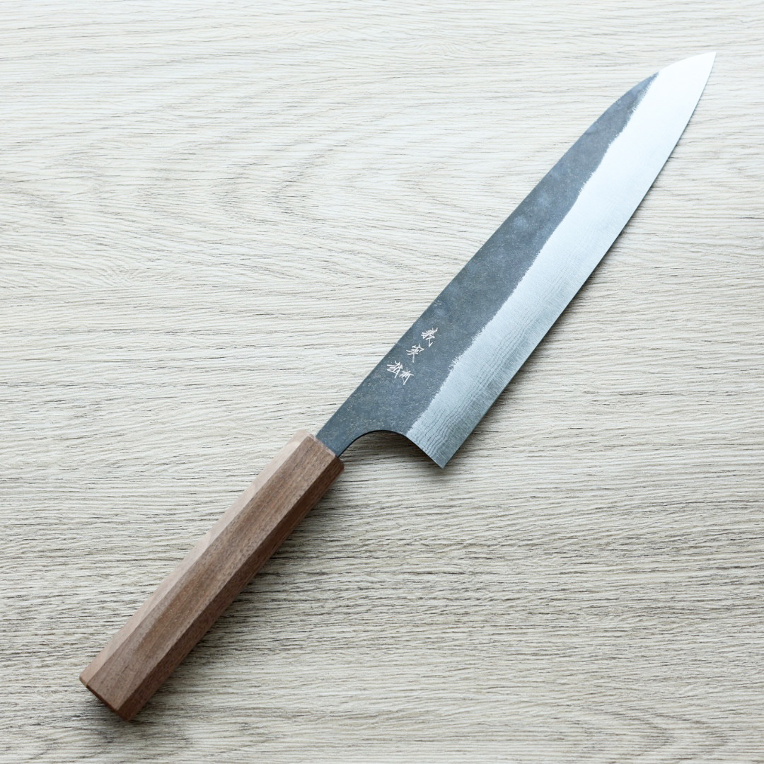 加藤義実 牛刀 210mm 青紙超級鋼 黑打墨流