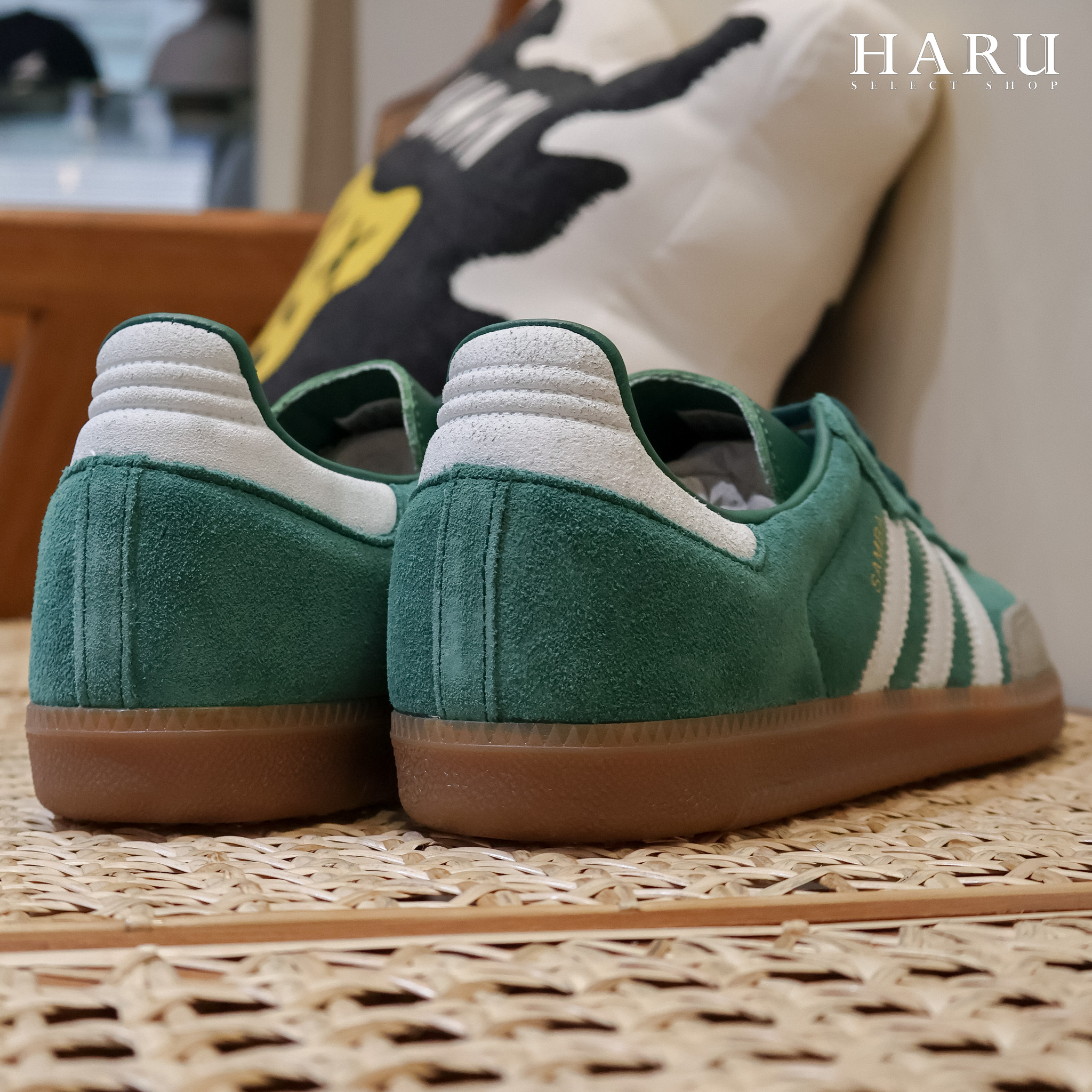 Adidas Samba Og clarks 灰頭麂皮生膠底焦糖底白線綠底德訓鞋男女休閒