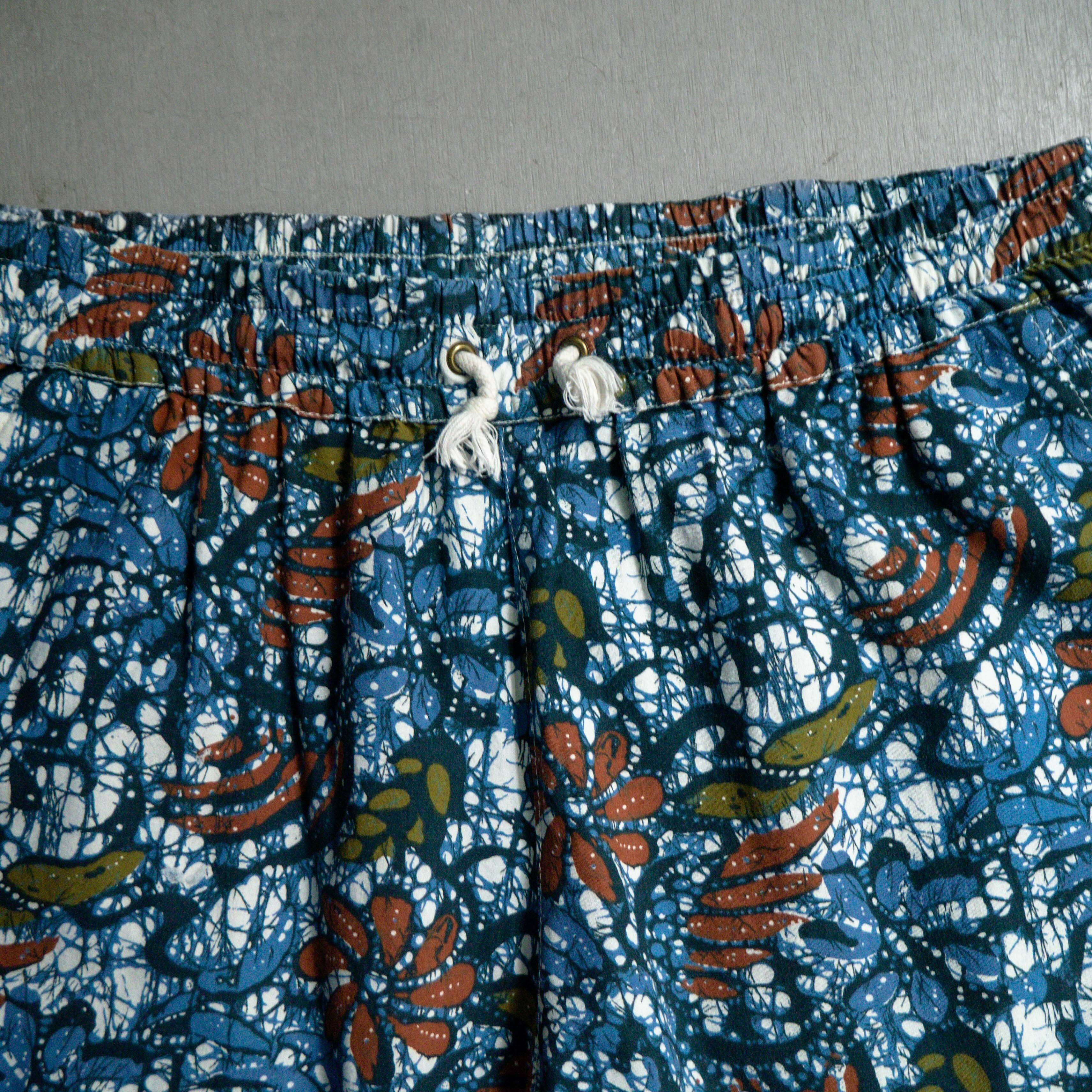 VINTAGE SPORTS SHORTS 藍色 海洋 印花 棉質 衝浪 海灘 膝上 短褲