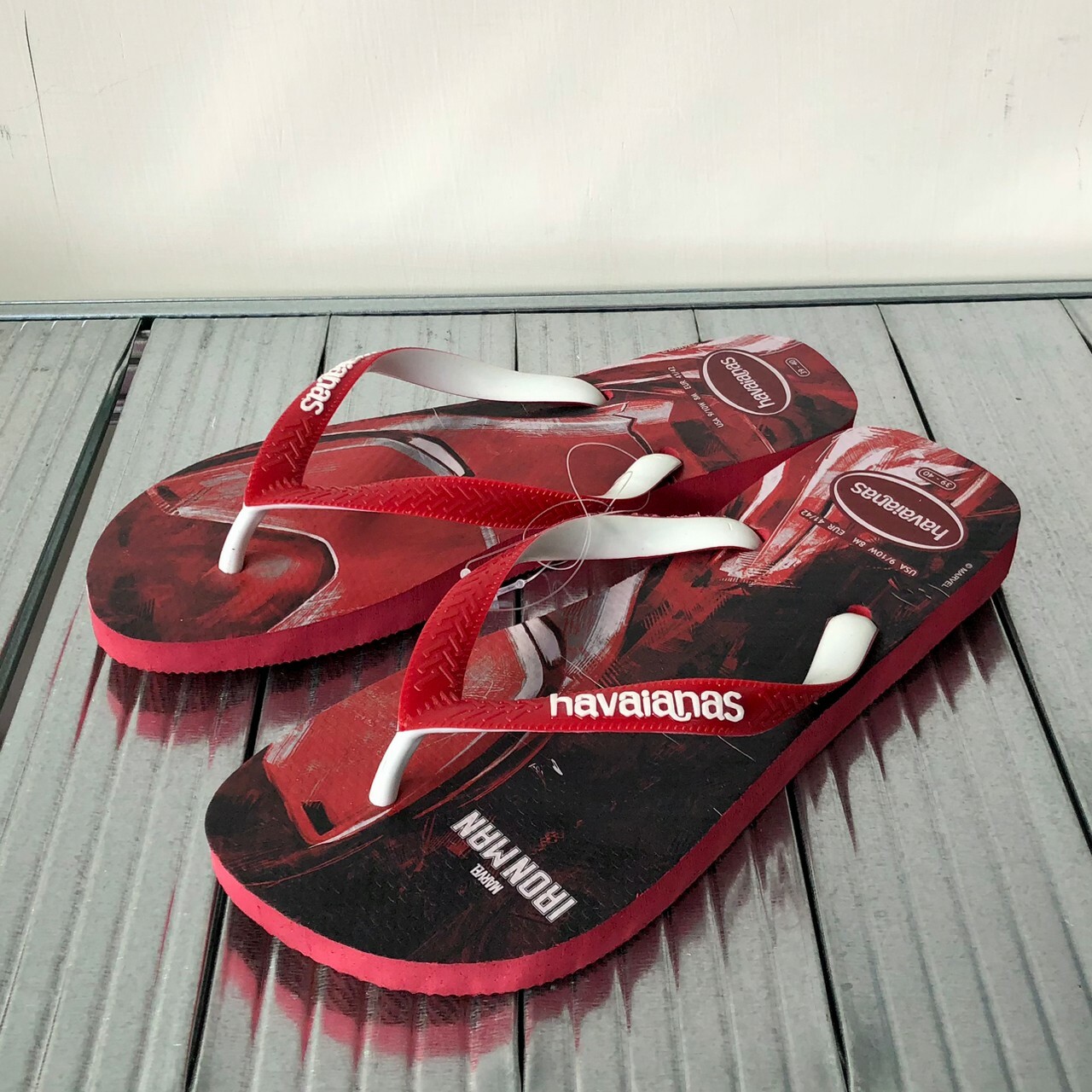 Havaianas 哈瓦仕 Top Marvel 男鞋 女鞋 紅 白 漫威 鋼鐵人 人字拖 夾腳拖 4139511-3456U