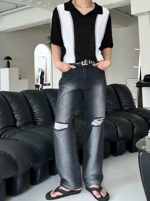 洗水破洞鬆身牛仔褲 EARN-015P