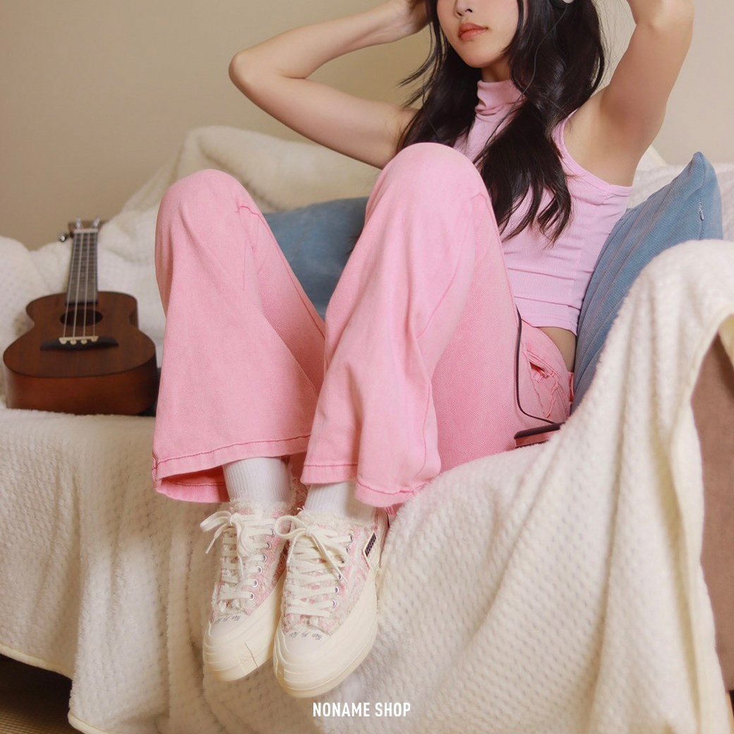 xVESSEL 情人節限定 粉白 小香風 解構鞋 吳建豪 帆布鞋 光感變色