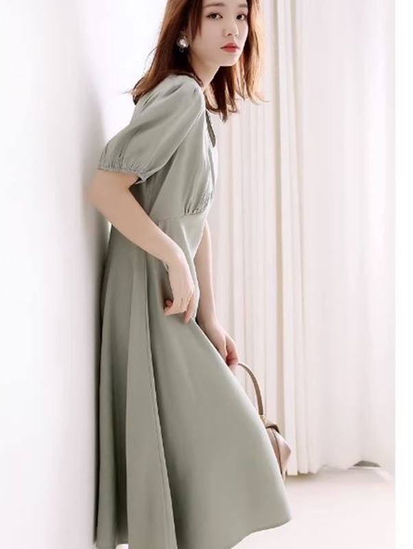 V領剪裁雪紡洋裝 兩色