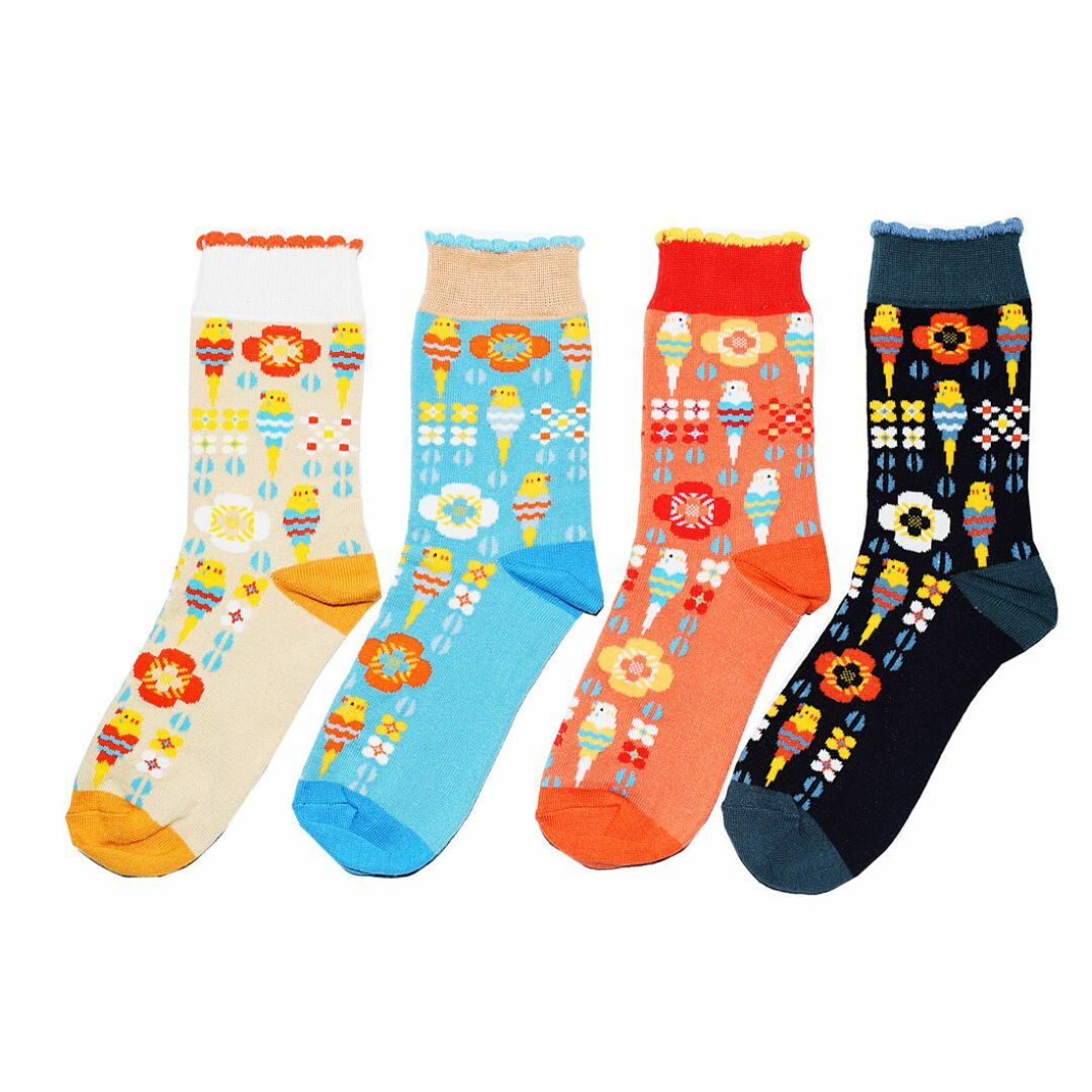 日本製 KOTORITACHI 虎皮鸚鵡中筒襪