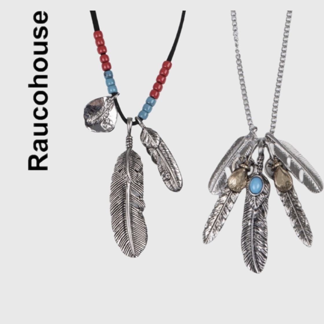 Raucohouse 🇰🇷 羽毛 藍石 民族 項鍊 長鍊