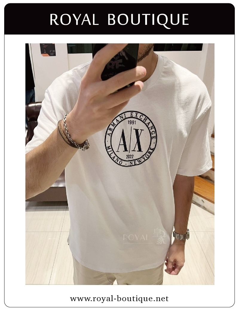 Armani Exchange 胸前圓形AX英字LOGO寬版短T