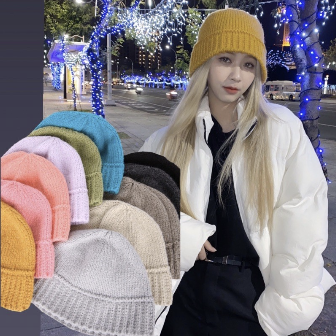 🇰🇷韓國 HOLYINCODE （SALE)  針織漁夫帽 針織 花苞 造型 漁夫帽 （特殊色賣場）