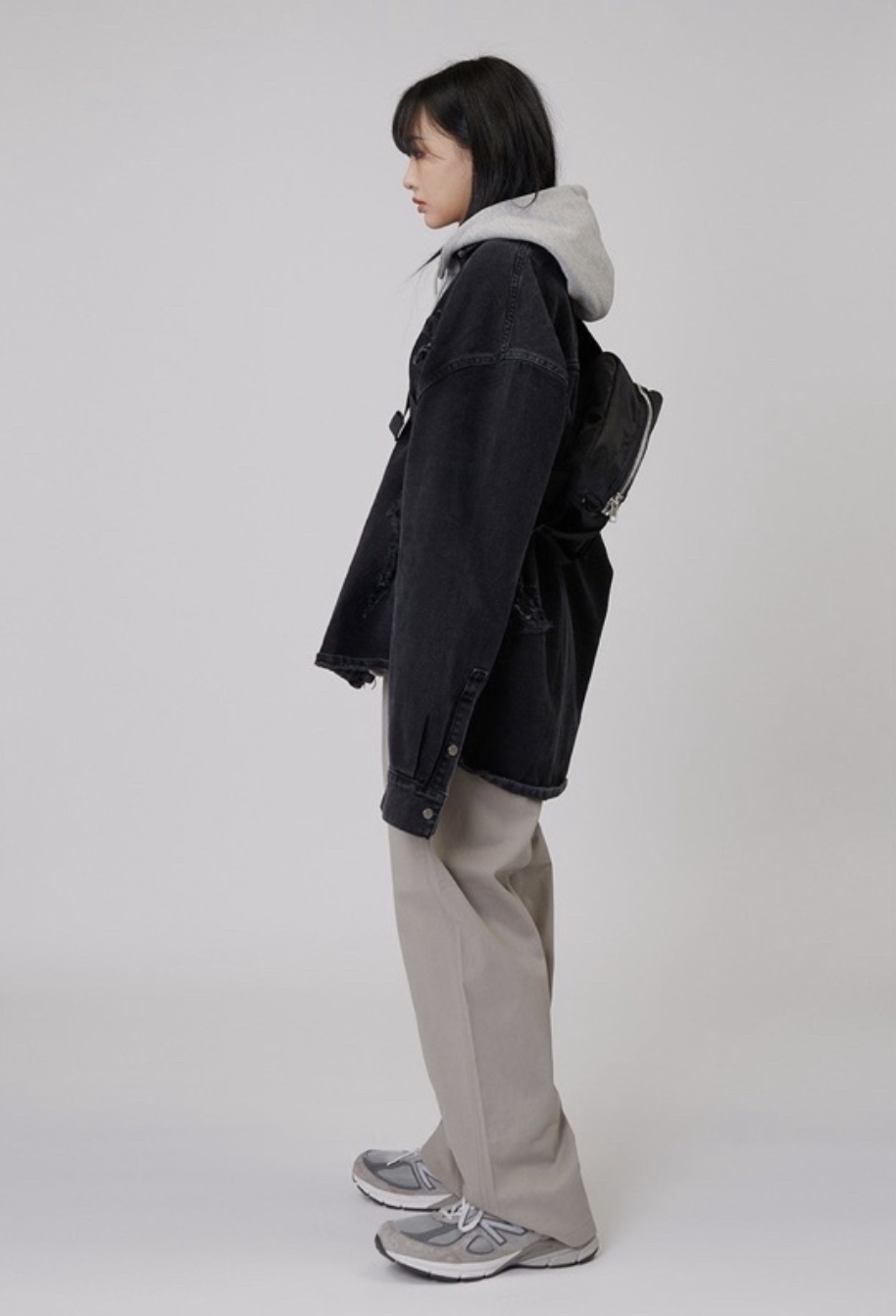 韓國 Raucohouse 斜紋布壓摺立體闊腿長褲 下身 長褲 壓褶 落地 素面 休閒長褲