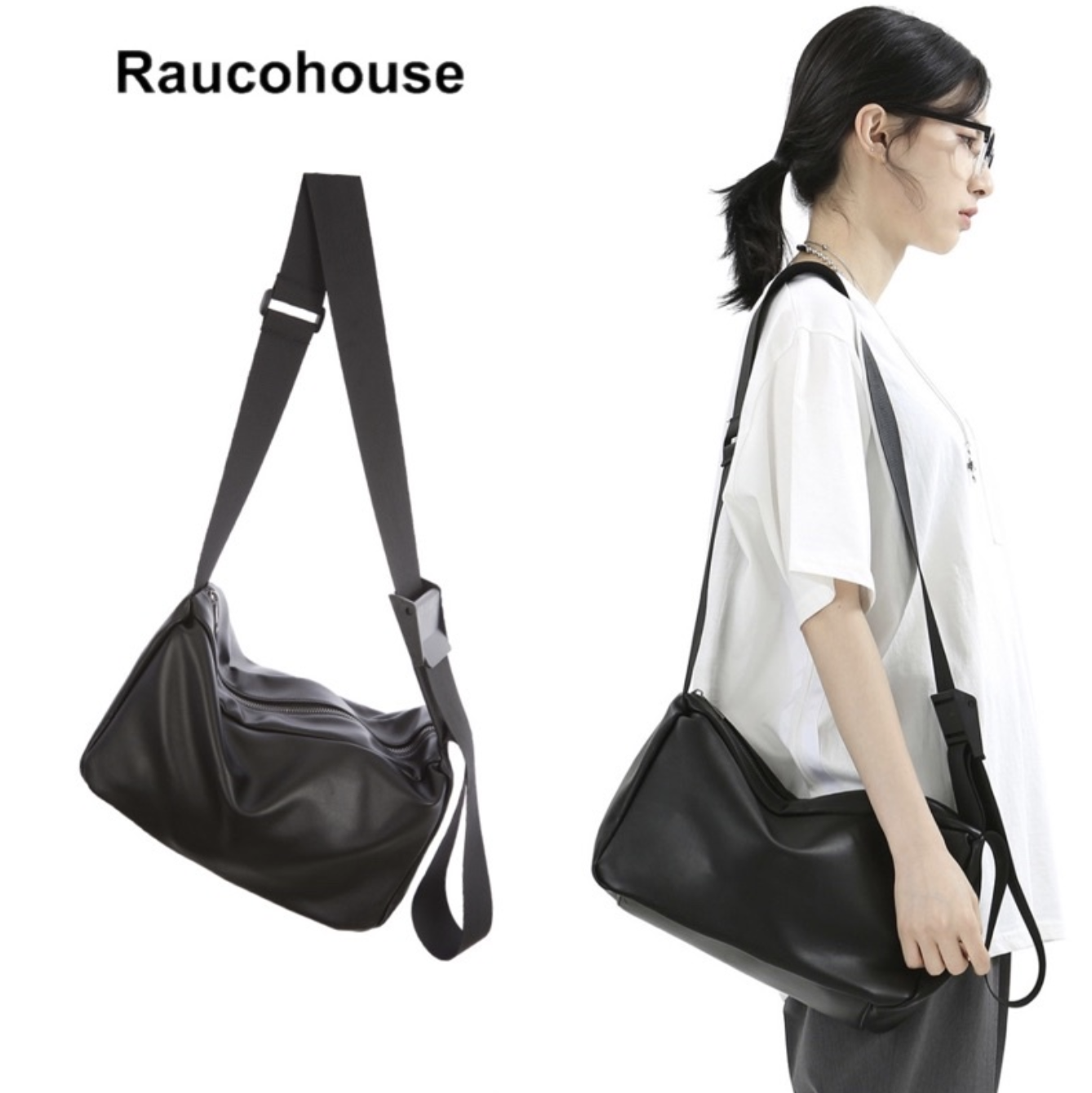 韓國 Raucohouse 大容量皮革側背包 肩包 側背包 小包 造型小包 隨身小包 肩背包