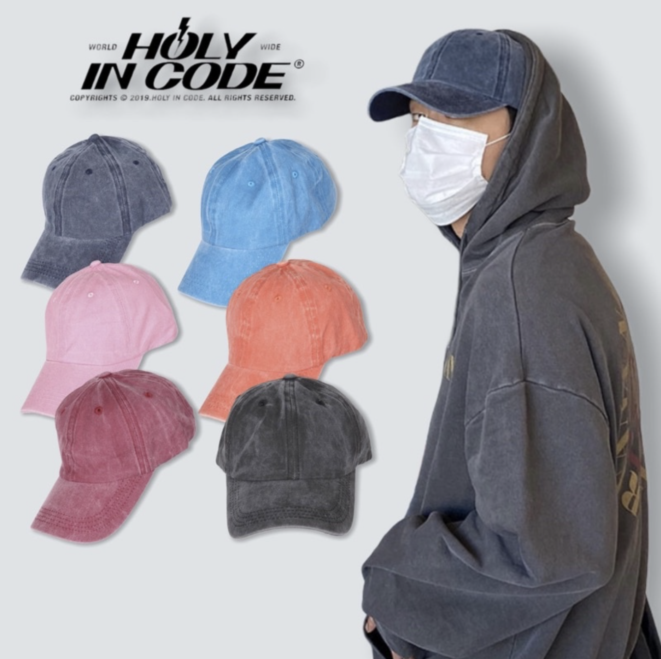 🇰🇷韓國 HOLYINCODE 洗舊 水洗 帽子 老帽 老品 古著 風格 街頭