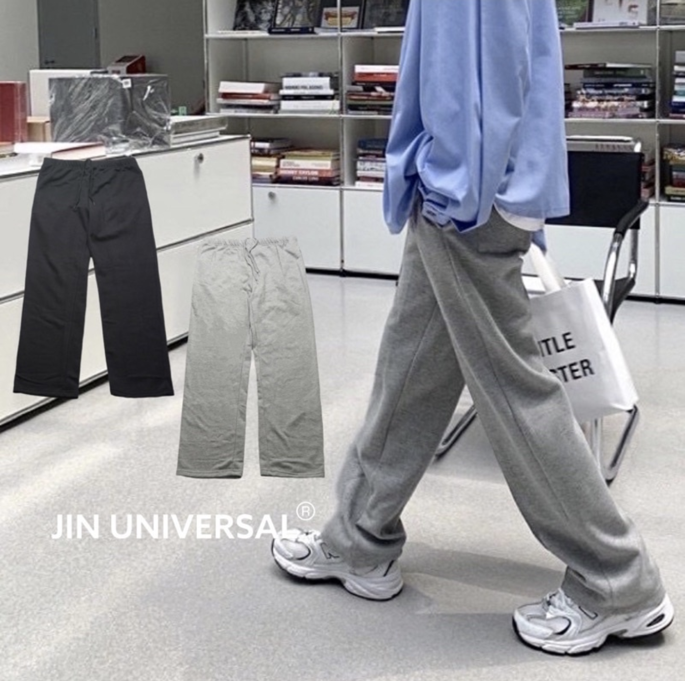 JIN UNIVERSAL 寬鬆休閒棉褲 棉褲 休閒長褲 長褲 棉長褲 闊腿 平價穿搭