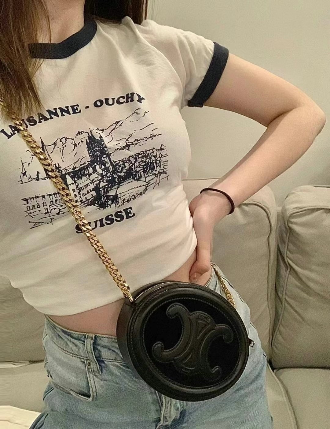 Celine 黑色圓餅包