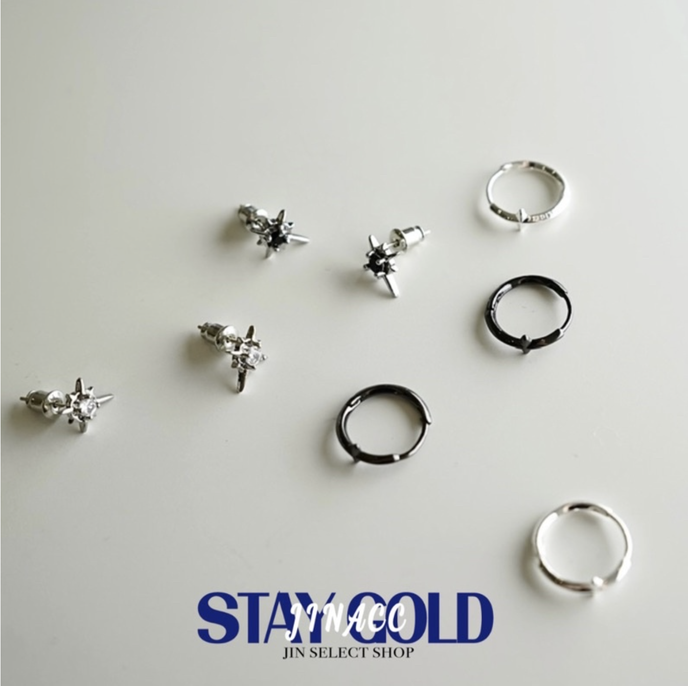 JIN ACC 平價盒裝飾品 造型耳環系列 圓形耳環 十字架耳環 寶石 雕刻 平價 耳環 飾品