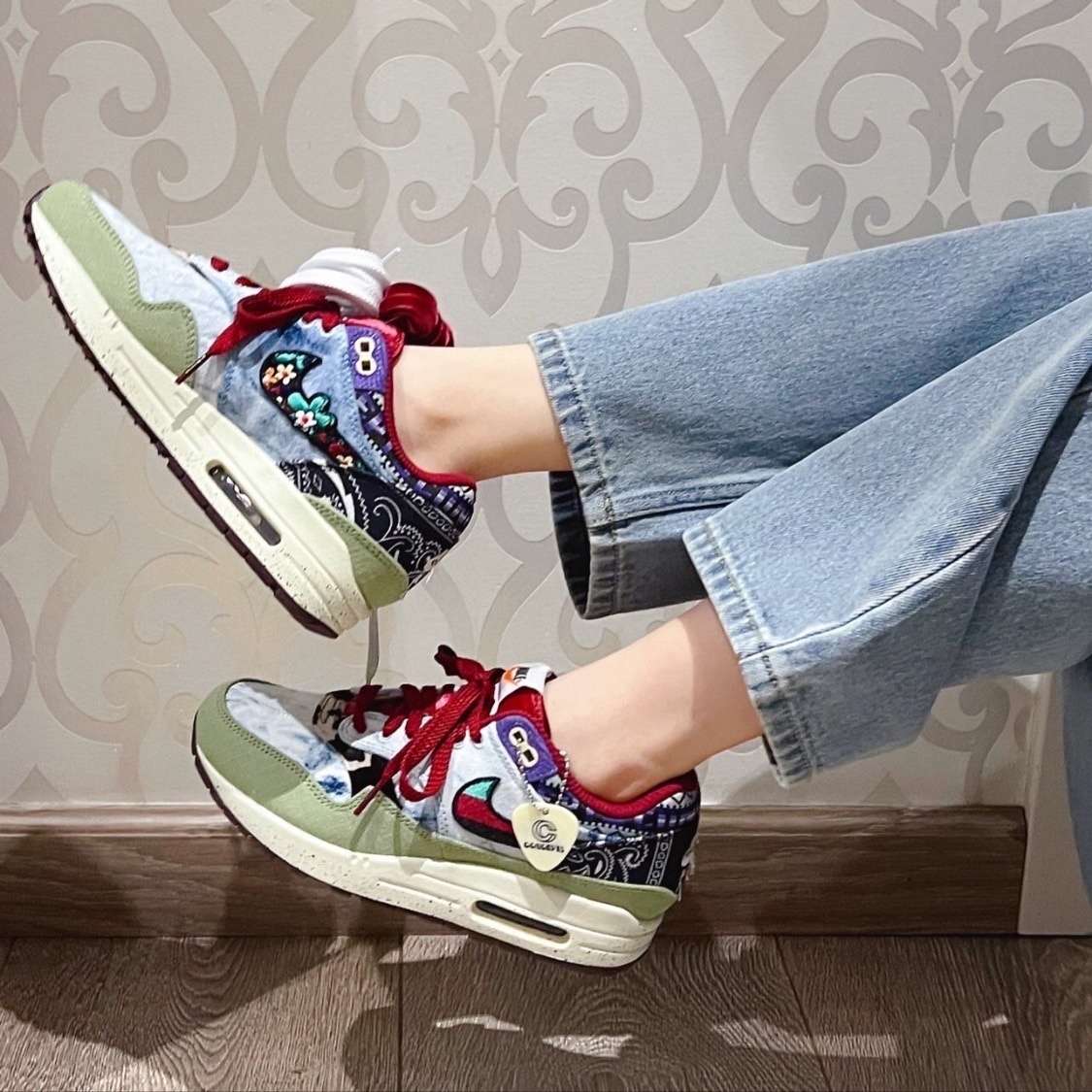 Nike Air Max 1 sp x CONCEPTS 藍綠 腰果花 氣墊 拼接 潑墨 DN1803-300