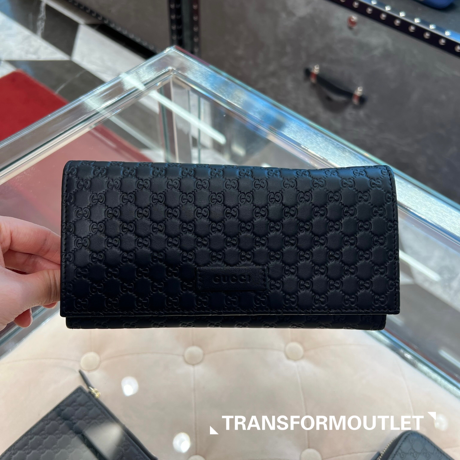Gucci Wallet-古馳GG印花翻蓋長款錢包 - Black