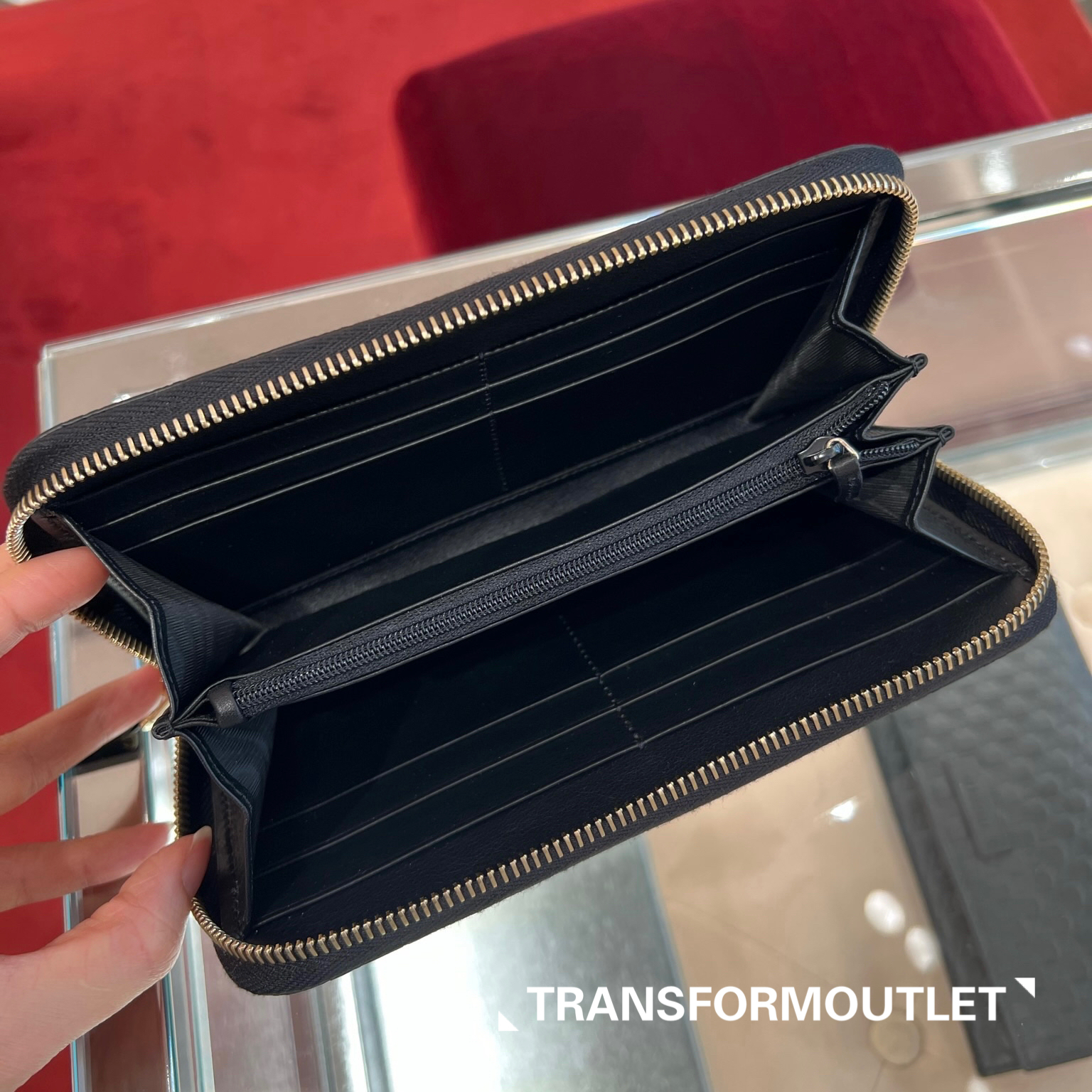 Gucci Wallet-古馳GG印花拉鍊長款錢包 - Black