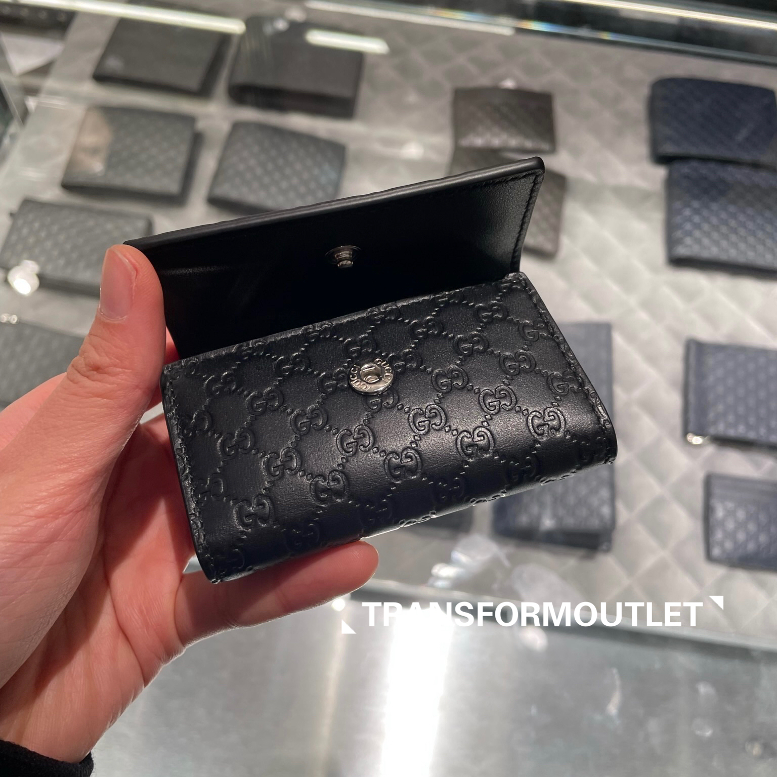 Gucci Wallet-古馳GG印花鑰匙包 - Black