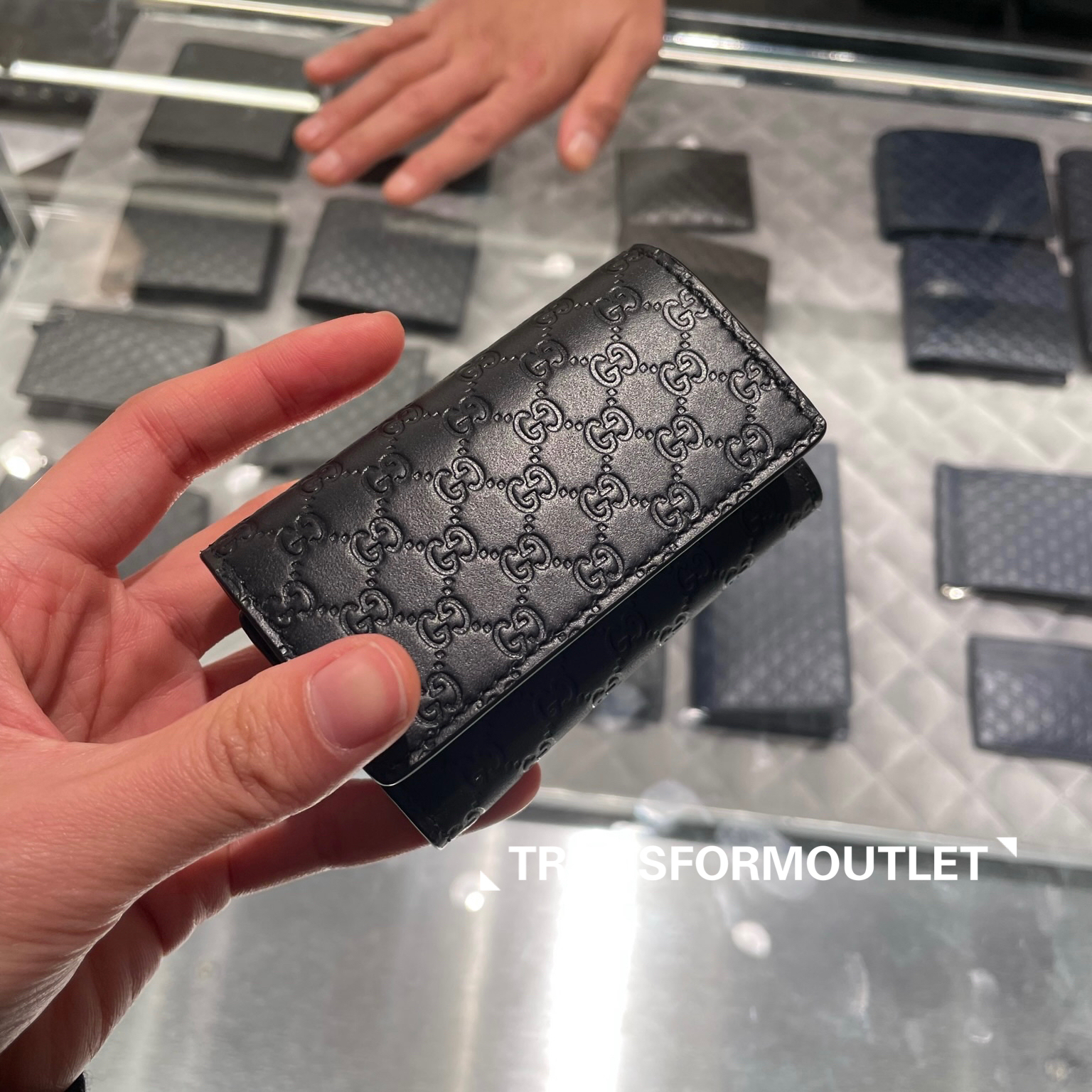 Gucci Wallet-古馳GG印花鑰匙包 - Black