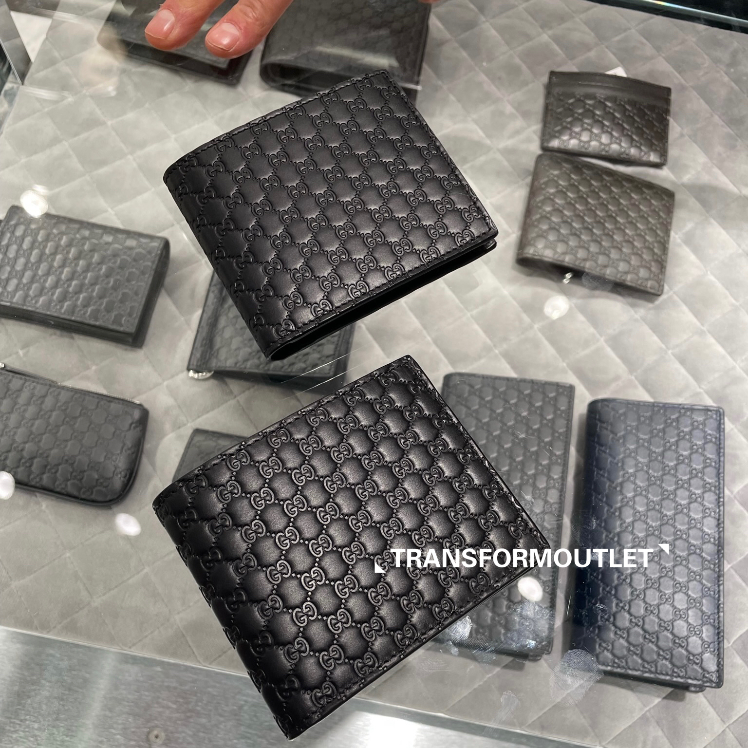 Gucci Wallet-古馳GG印花男士零錢包位短款錢包 - Black