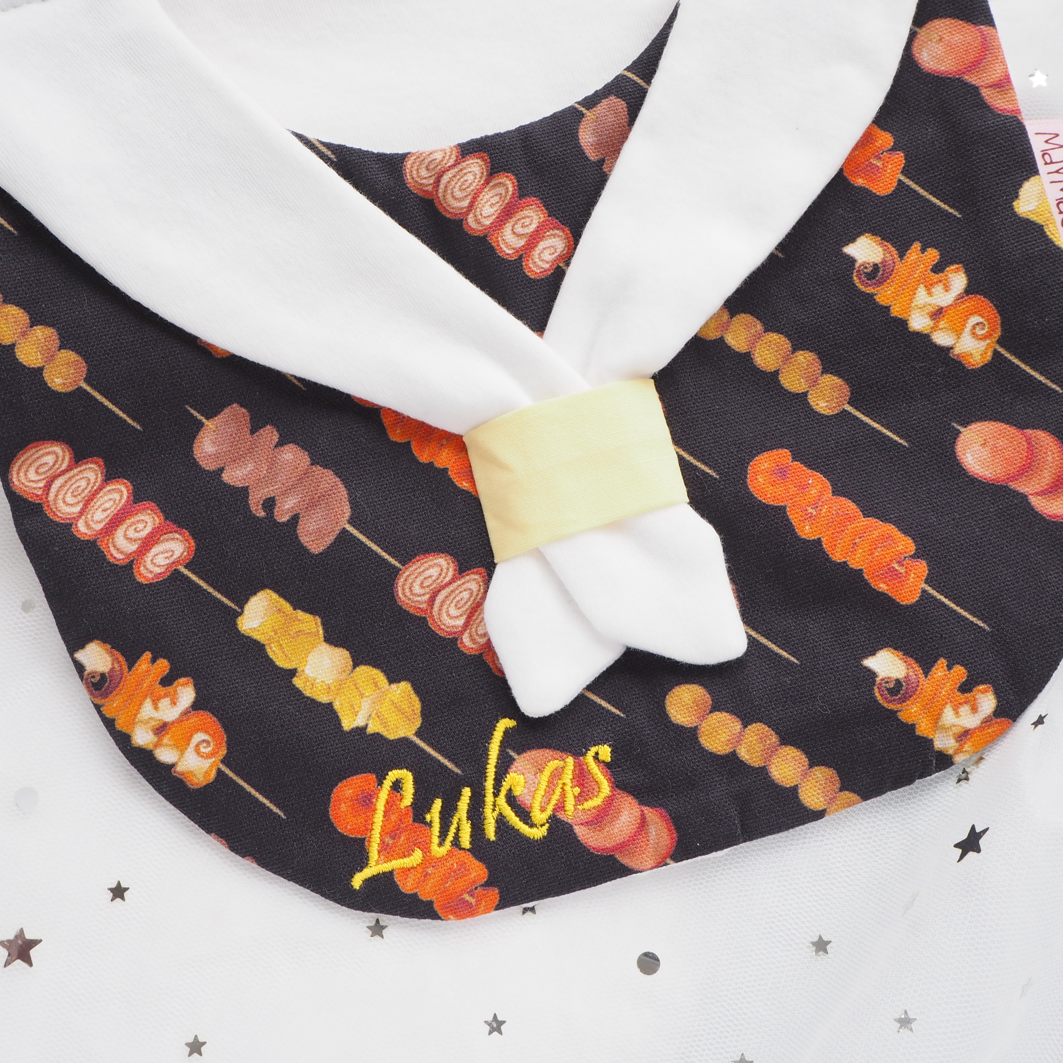 香港街頭小食圖案 水手造型口水肩 彌月禮物