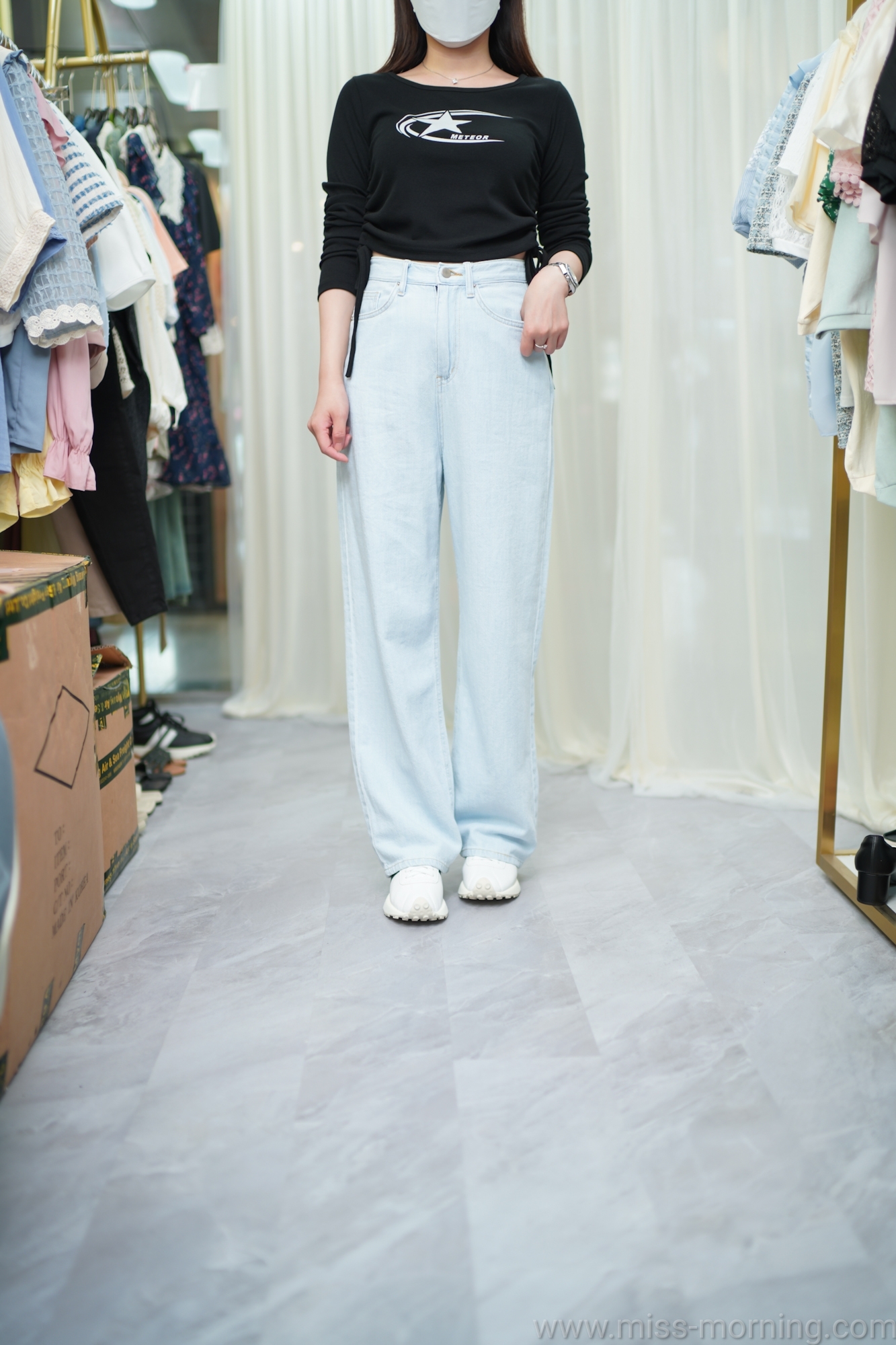 靚洗水淺牛寬褲(33609)