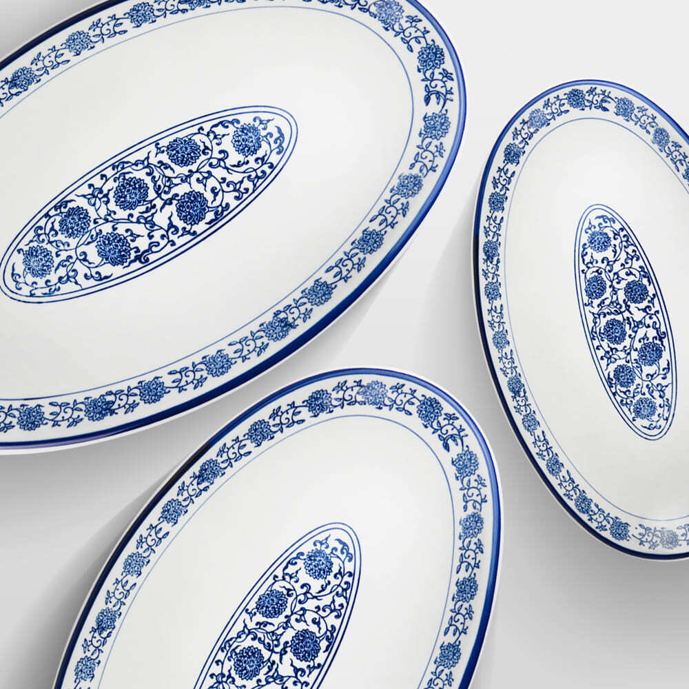 青花瓷 厚款 魚盤 25/31/35cm AS03-26-52【陶杯杯瓷器】