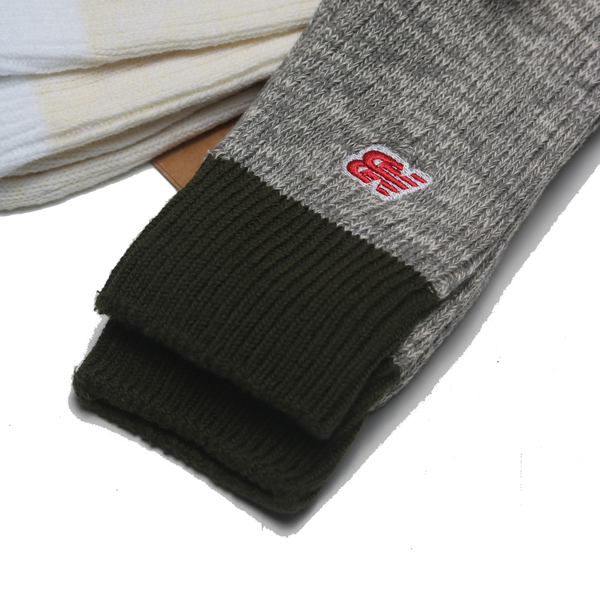 NEW BALANCE 長襪 灰綠 米白 拚接 兩入一組 中筒襪 襪子 LAS33262AS2