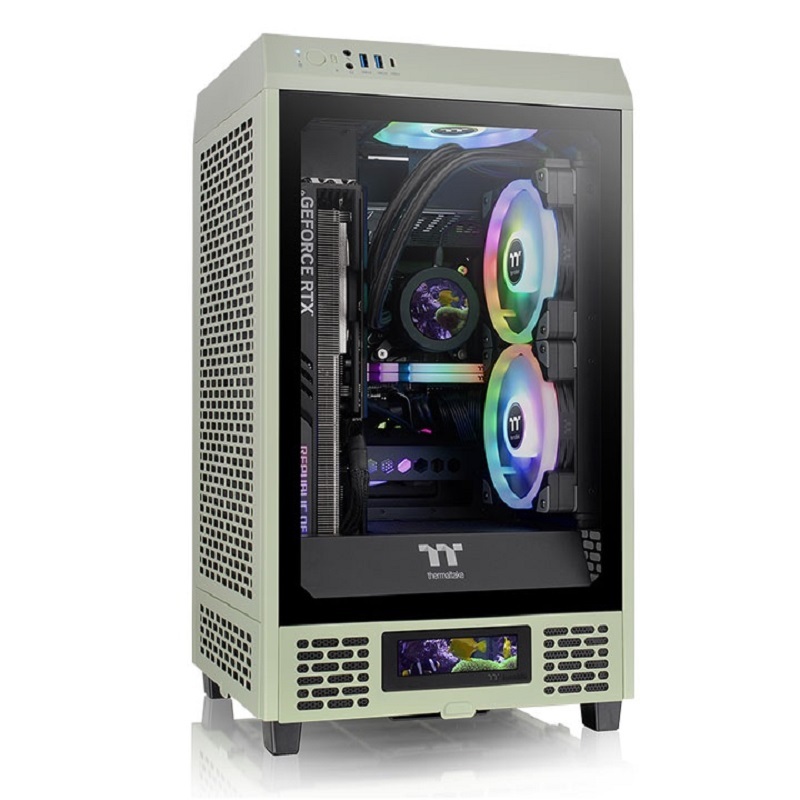 米特3C數位–曜越 The Tower 200 ITX 全景直立式 迷你機殼 松石綠/競速綠/抹茶綠