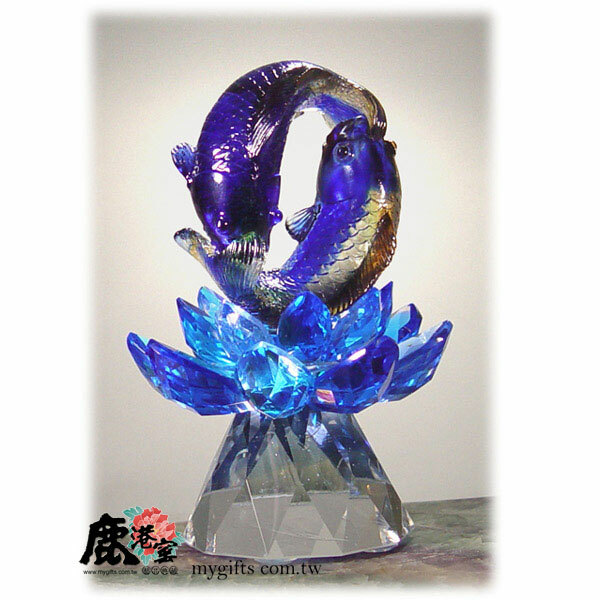 琉璃雙魚戲蓮惜福品｜限量優惠50%開運招財藝術擺飾